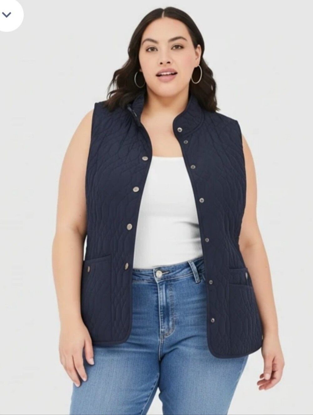 Northcrest Navy Quilted Snap-Button Vest Pockets Lightweight Size M